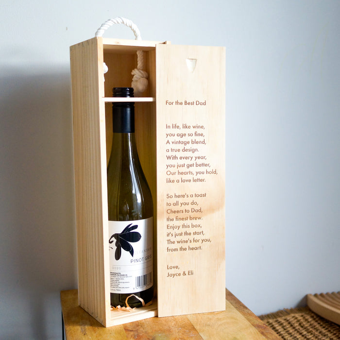 Heartfelt Message Engraved Wine Gift Box | Personalised Gifts NZ