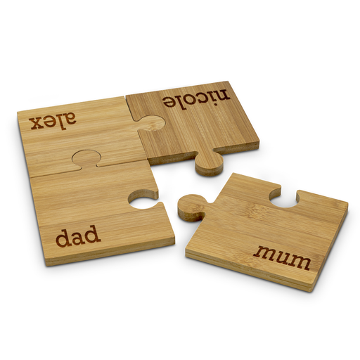 Family Bamboo Puzzle Coaster Set | Personalised Gifts NZ
