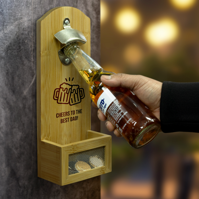 “Cheers!” Wall-Mounted Bottle Opener | Custom Father's Day Gifts NZ - lifestyle photo