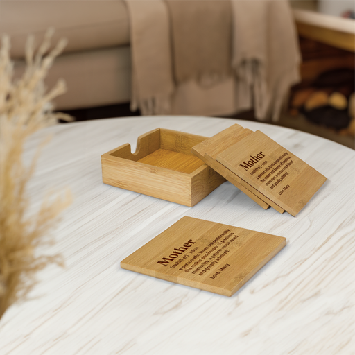 Mother: Definition Bamboo Coaster Set | Personalised Gifts NZ