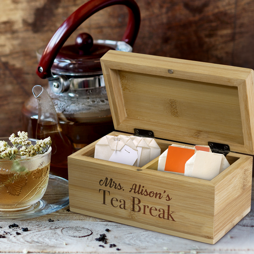 “Tea Break” Personalised Bamboo Tea Box | Personalised Gifts NZ - lifestyle