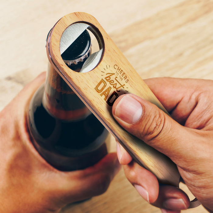 Personalised “Cheers to the Best Dad” Rubberwood Bottle Opener | Father's Day Gift NZ AU - lifestyle