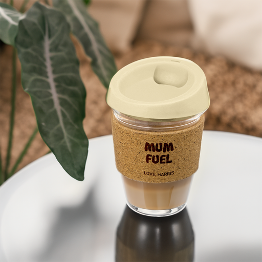 Mum Fuel Reusable Coffee Cup with Cork Band | Personalised Gifts NZ