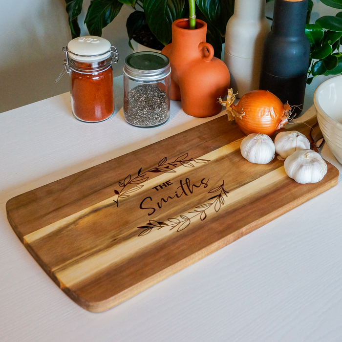 Personalised Family Wreath Acacia Serving Board | Custom Gifts NZ AU - lifestyle
