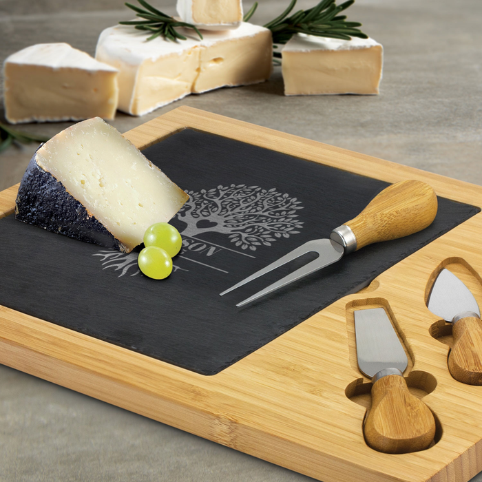 Personalised Family Tree of Life Slate & Bamboo Cheese Board | Custom Gifts NZ AU - lifestyle