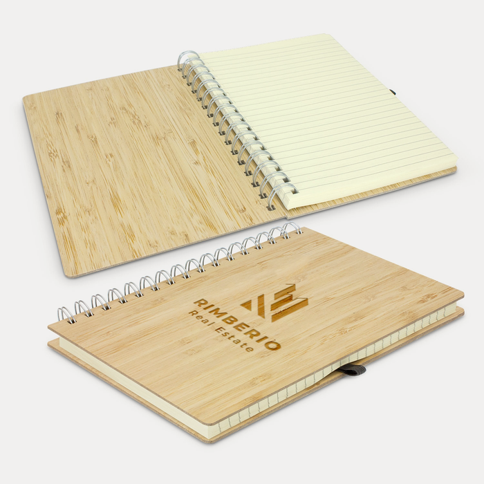 Notebook Design Bamboo Logo Bamboo Eco A5 Notebook | Engraved Promotional Product NZ — Oh Craft