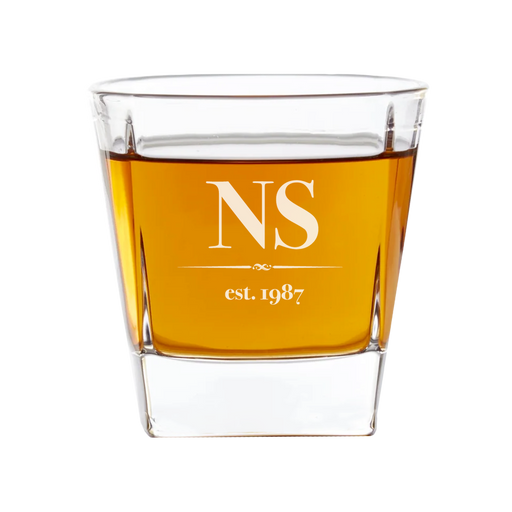 Initials Year Est. Engraved Whiskey Glass | Personalised Drinkware NZ