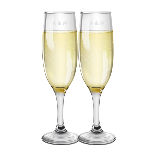 Initials Engraved Champagne Flute | Personalised Gifts Drinkware NZ - pair