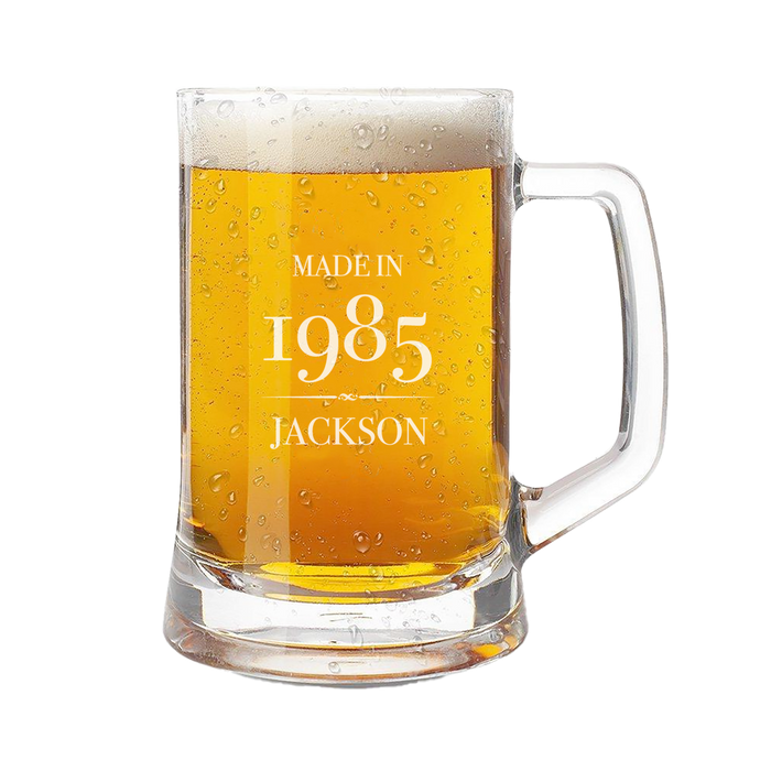 Made in 1985 Engraved Beer Mug | Personalised Gifts & Drinkware NZ