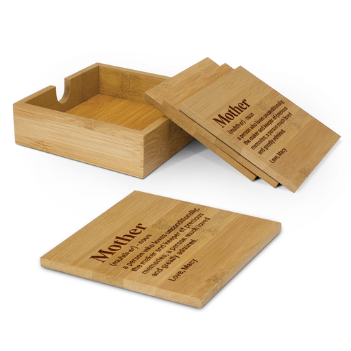 Mother: Definition Bamboo Coaster Set | Personalised Gifts NZ