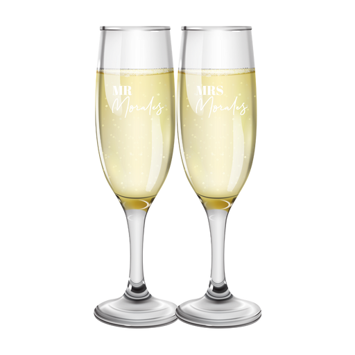 Mr & Mrs Engraved Champagne Flute | Personalised Gifts Drinkware NZ