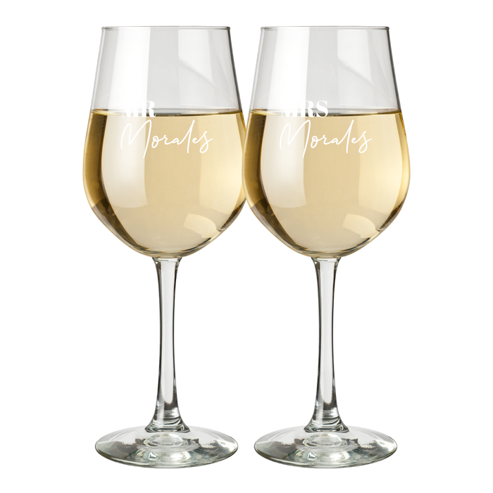 Mr & Mrs Engraved Mahana Wine Glass | Personalised Gifts Drinkware NZ 