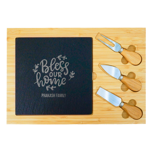 Personalised Bless Our Home Slate & Bamboo Cheese Board | Custom Gifts NZ AU