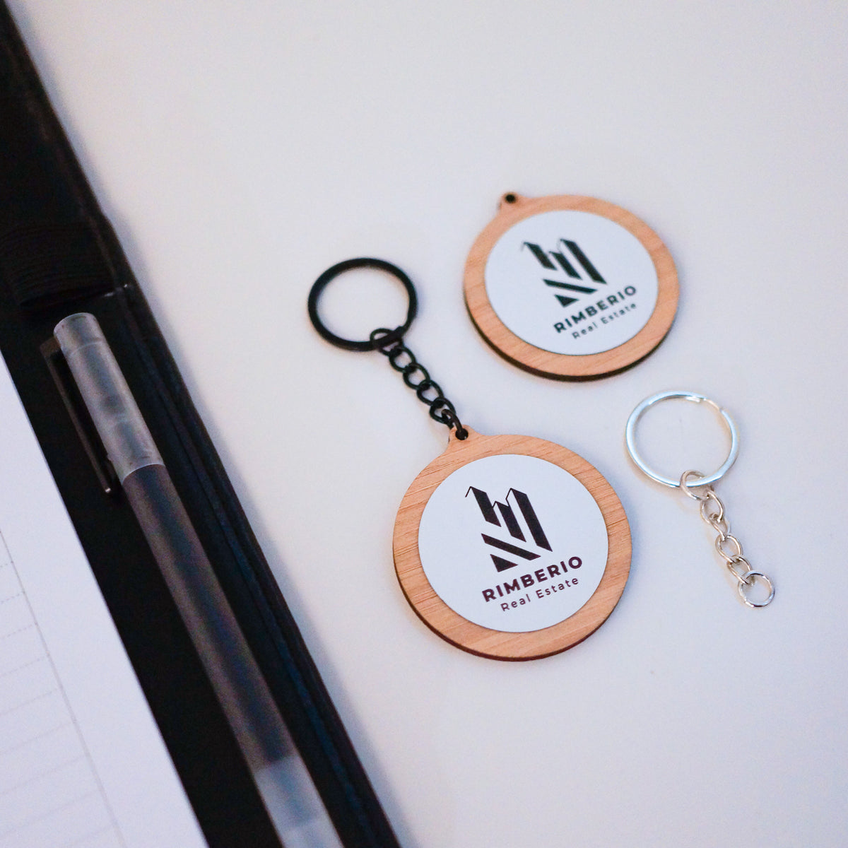 2 Keychains Classic Two-Tone Round Logo Keychain | Handmade Promotional Product NZ ...