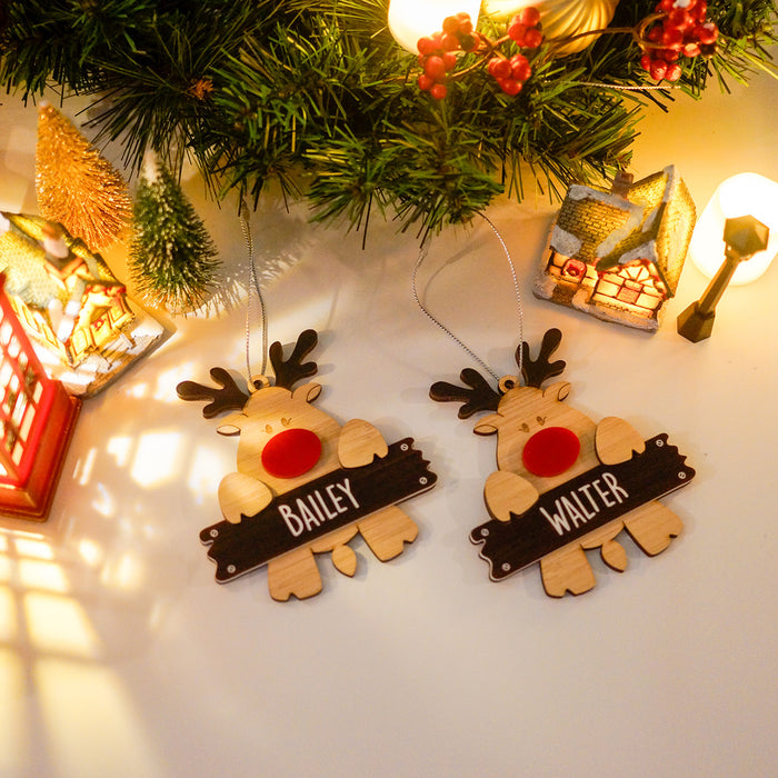 Reindeer with Name Sign Christmas Ornament | Custom Christmas Décor NZ AU - lifestyle photo