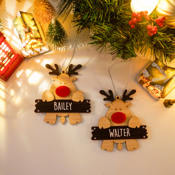 Reindeer with Name Sign Christmas Ornament | Custom Christmas Décor NZ AU - lifestyle