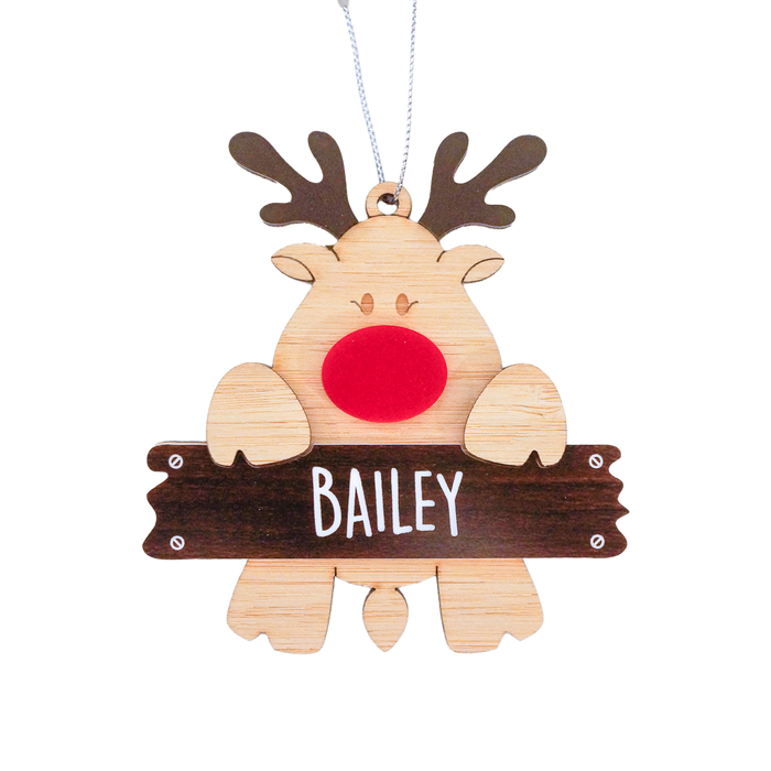 Reindeer with Name Sign Christmas Ornament | Custom Christmas Décor NZ AU