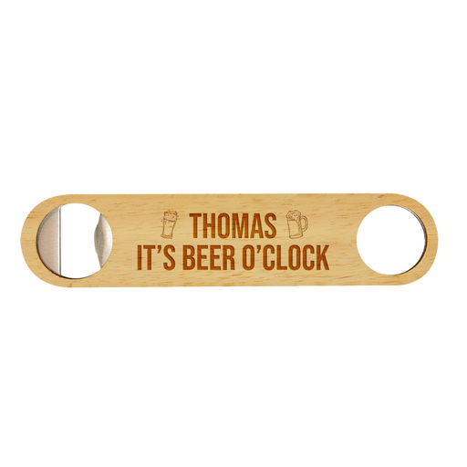 Personalised Beer O’Clock Rubberwood Bottle Opener | Father's Day Gift NZ AU