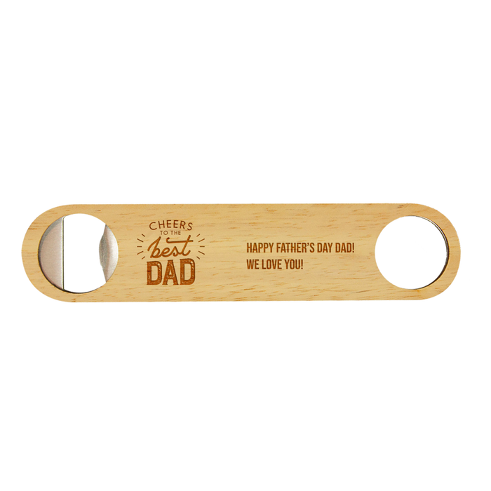 Personalised “Cheers to the Best Dad” Rubberwood Bottle Opener | Father's Day Gift NZ AU