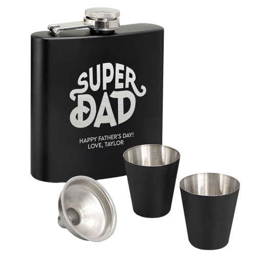 Super Dad Hip Flask Gift Set | Personalised Father's Day Gifts NZ