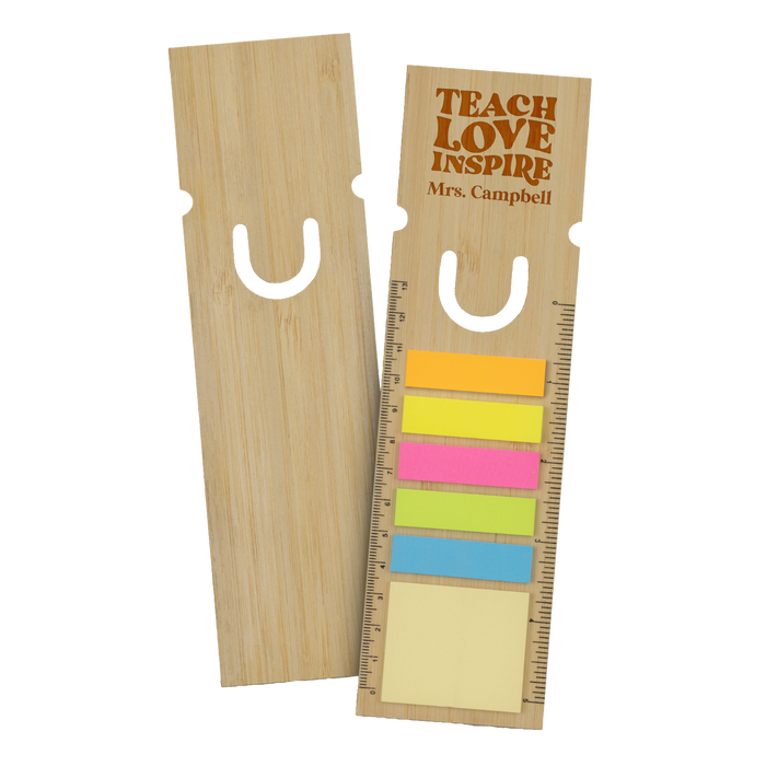 “Teach Love Inspire” Bamboo Ruler Bookmark | Personalised Gifts NZ