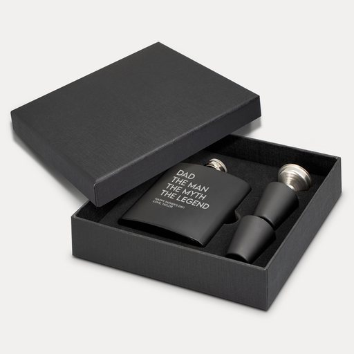 The Legend Hip Flask Gift Set | Personalised Father's Day Gifts NZ - gift box