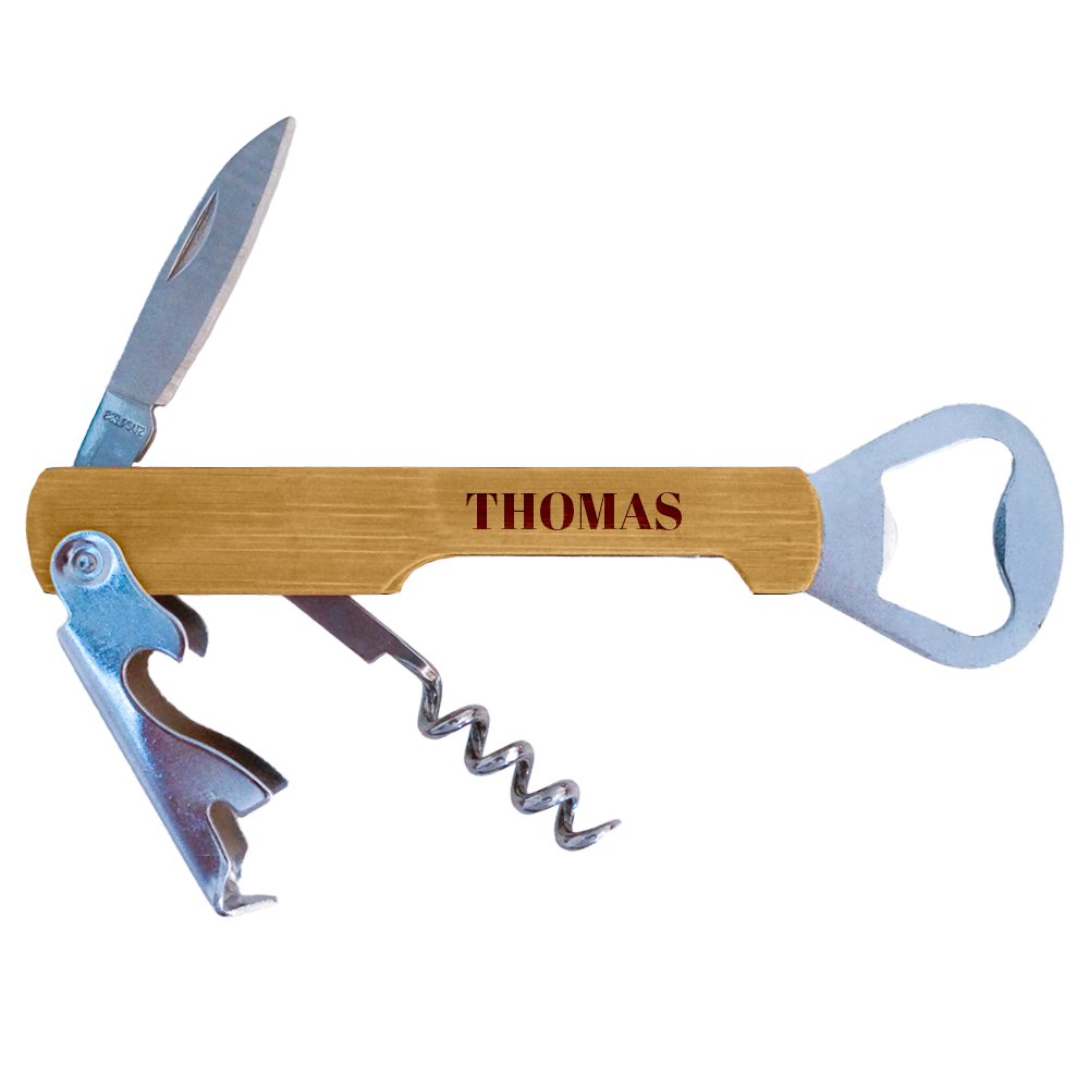 Name Bamboo Wine Waiters Knife Custom Father's Day Gifts NZ — Oh Craft