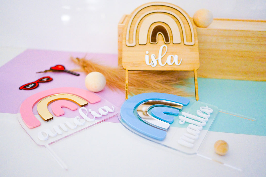 Arch Rainbow Wooden Cake Topper
