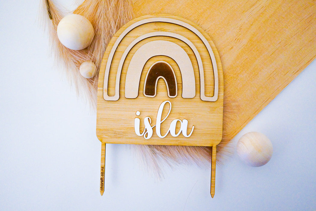 Arch Rainbow Wooden Cake Topper