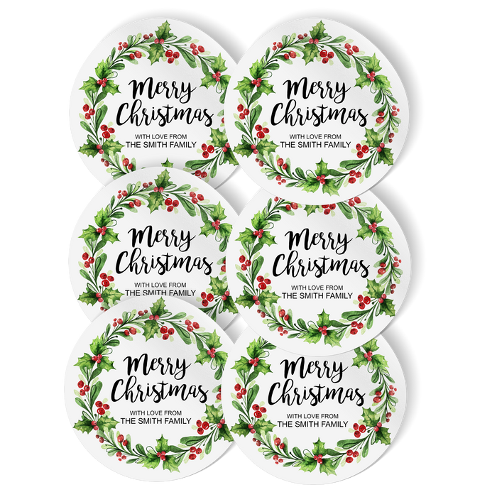 Christmas Wreath Personalised Stickers