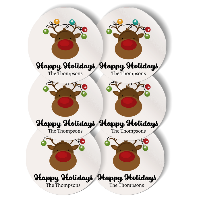 Reindeer Christmas Personalised Stickers