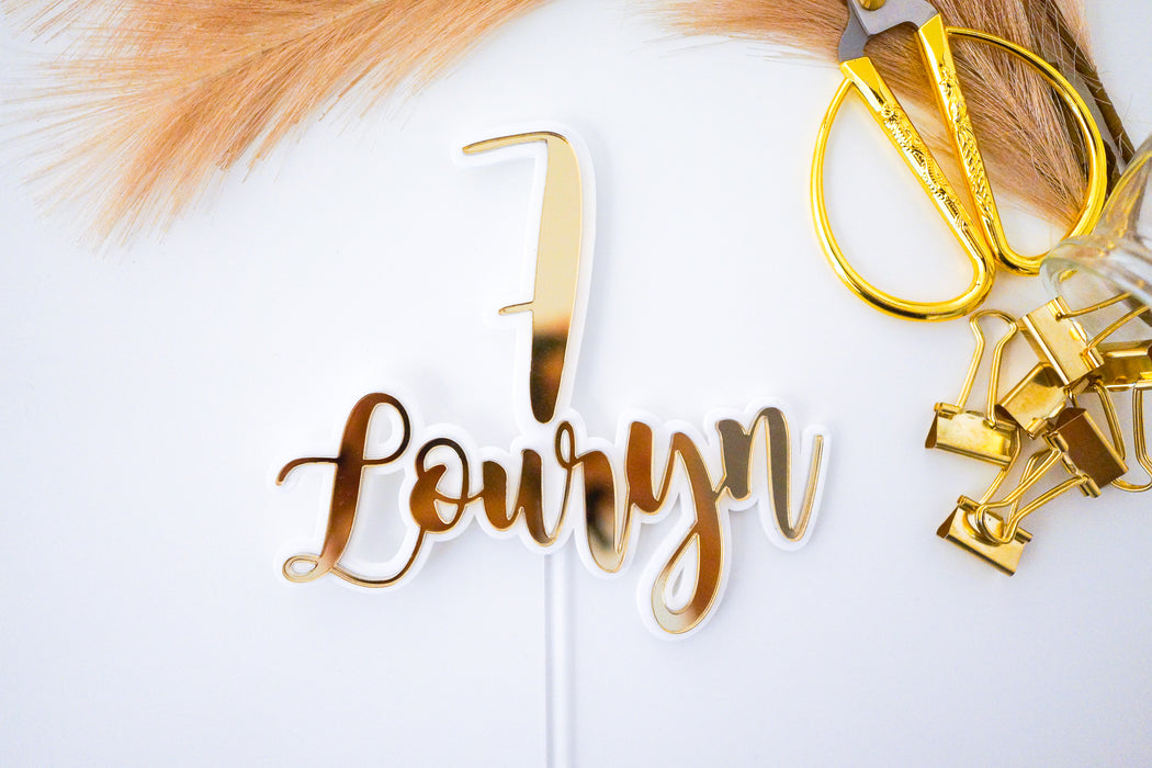 Deluxe Name and Age Acrylic Cake Topper