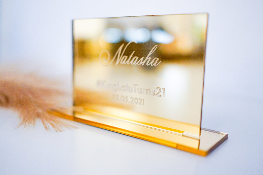 Engraved Acrylic Place Cards with Base