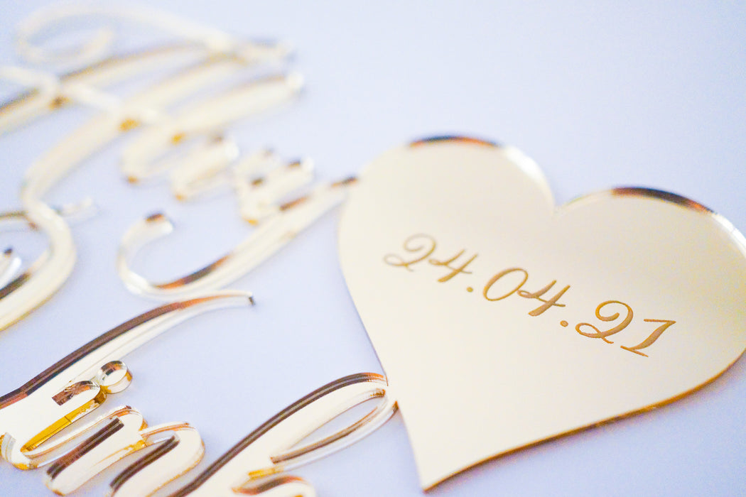 Names with Date Wedding Acrylic Cake Topper