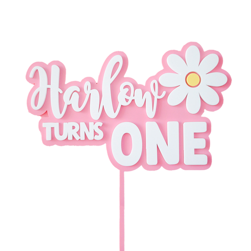 Daisy Name and Age Acrylic Cake Topper
