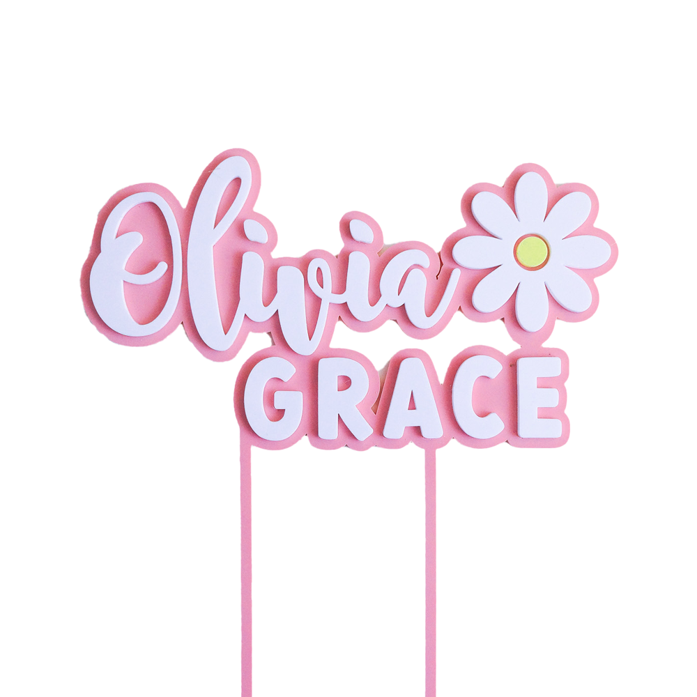 Daisy Name Acrylic Cake Topper Personalised Party Decor Oh Craft! NZ