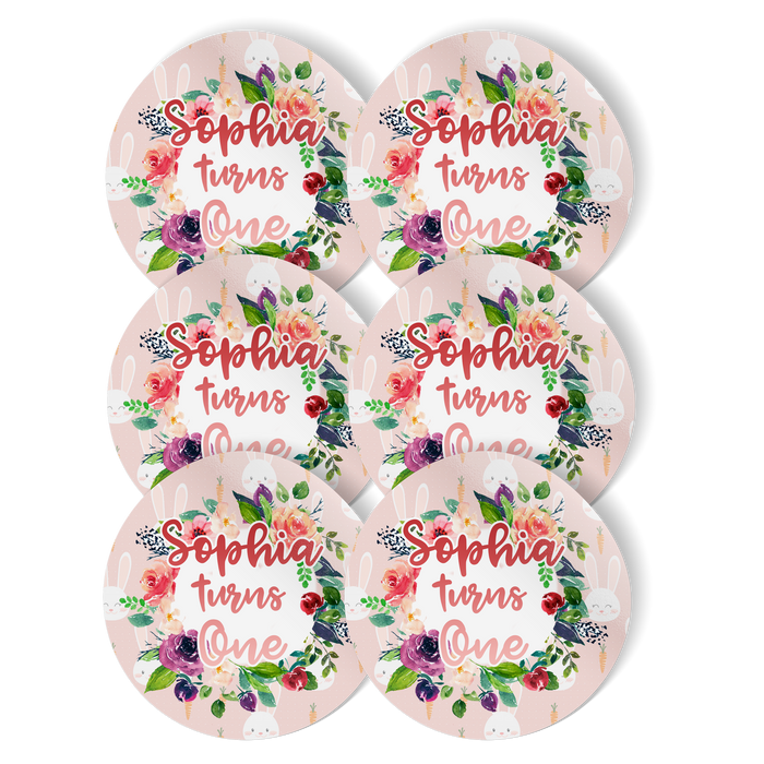 Floral Wreath and Bunny Personalised Stickers