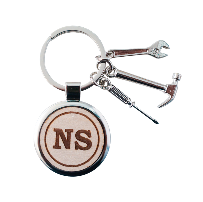 “Initials” Keychain with Tools Charms