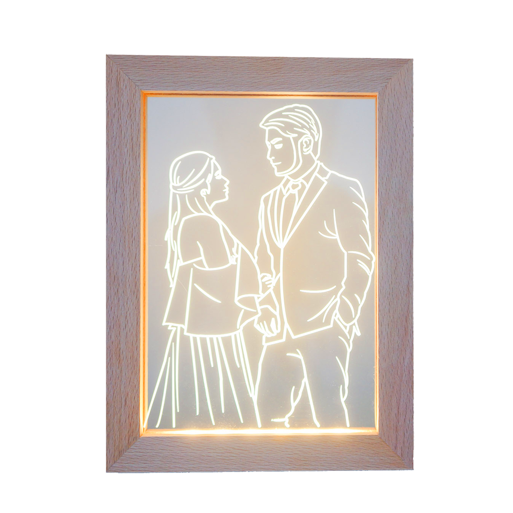 One Line Photo Frame Line Art LED Photo Frame | Personalised Gifts & Home Décors — Oh Craft