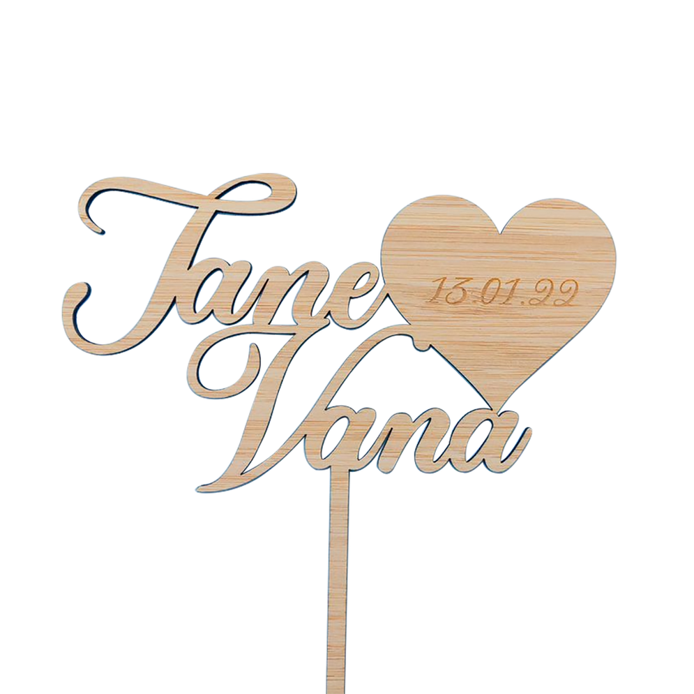 Names with Date Wedding Wooden Cake Topper Personalised Party Decors