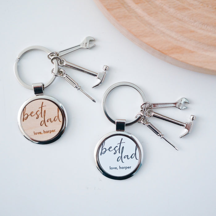 “Best Dad” Keychain with Tools Charms