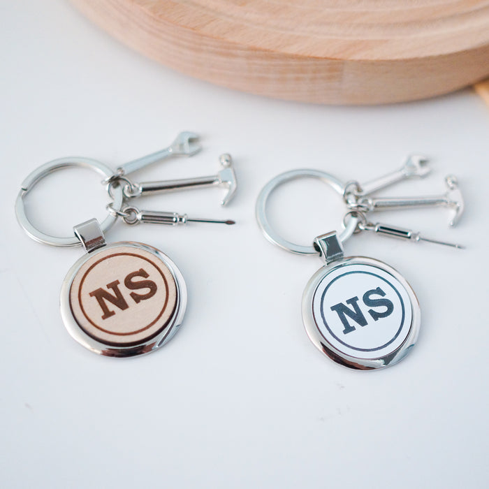 “Initials” Keychain with Tools Charms
