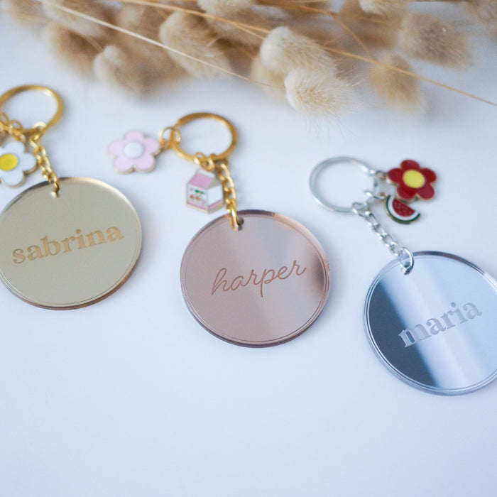 Classic Round Keychain with Charms