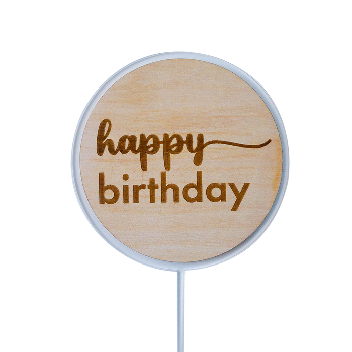 "Happy Birthday" Round Pre-Made Cake Topper