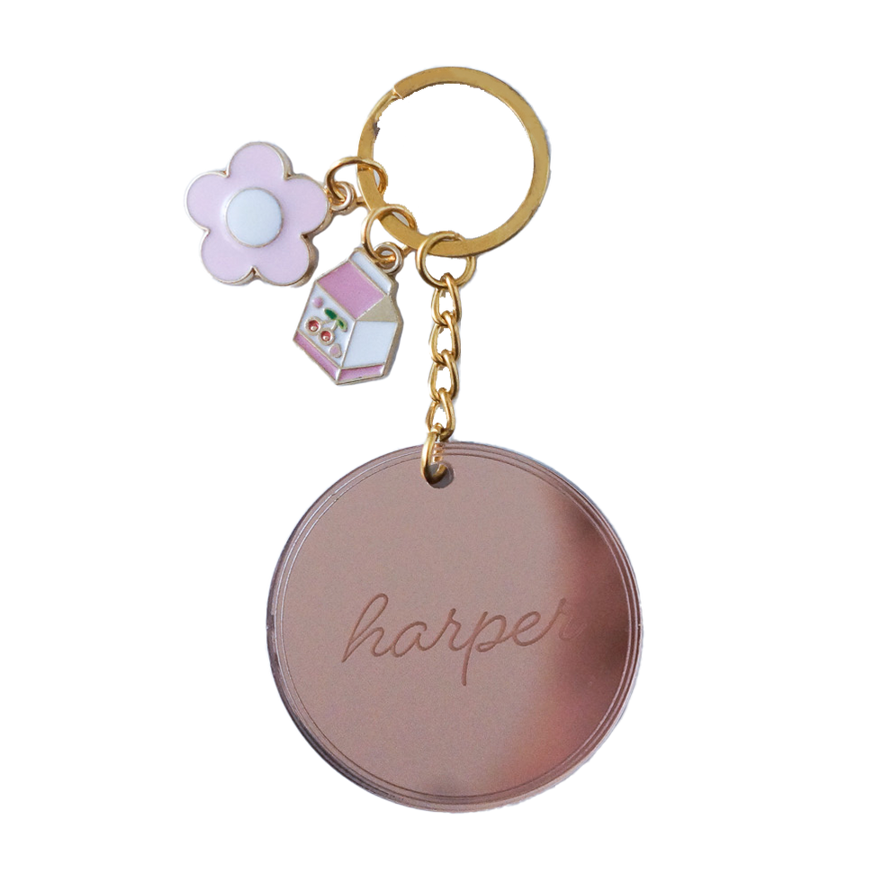 Classic Round Keychain with Charms | Personalised Gifts - Oh Craft! NZ