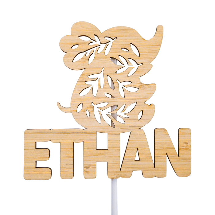 Rustic Elephant Wooden Cake Topper