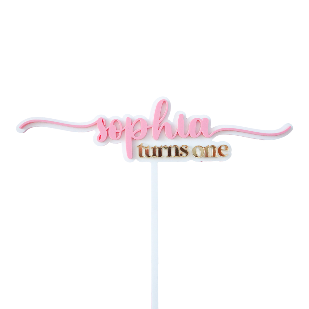 Script Name and Age Acrylic Cake Topper Personalised Party Decor Oh