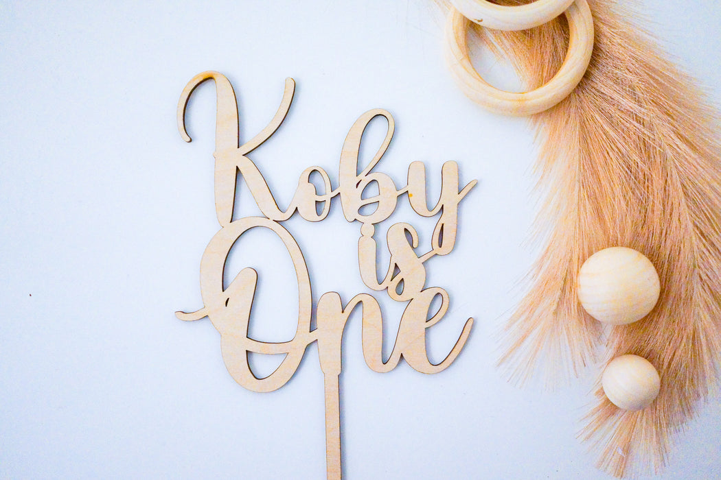 Classic Name and Age Wooden Cake Topper