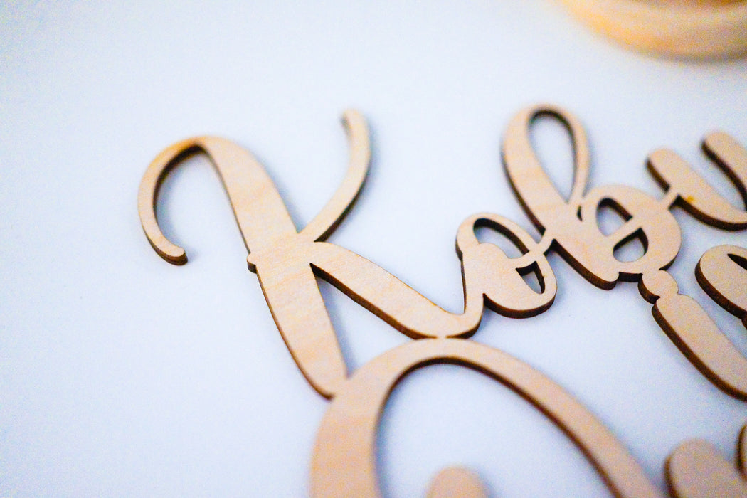 Classic Name and Age Wooden Cake Topper