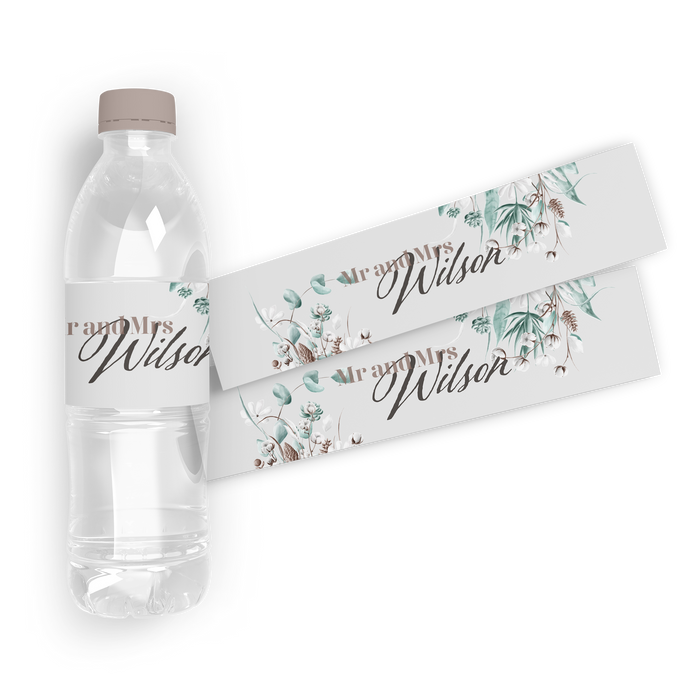 Rustic Wedding Personalised Water Bottle Label
